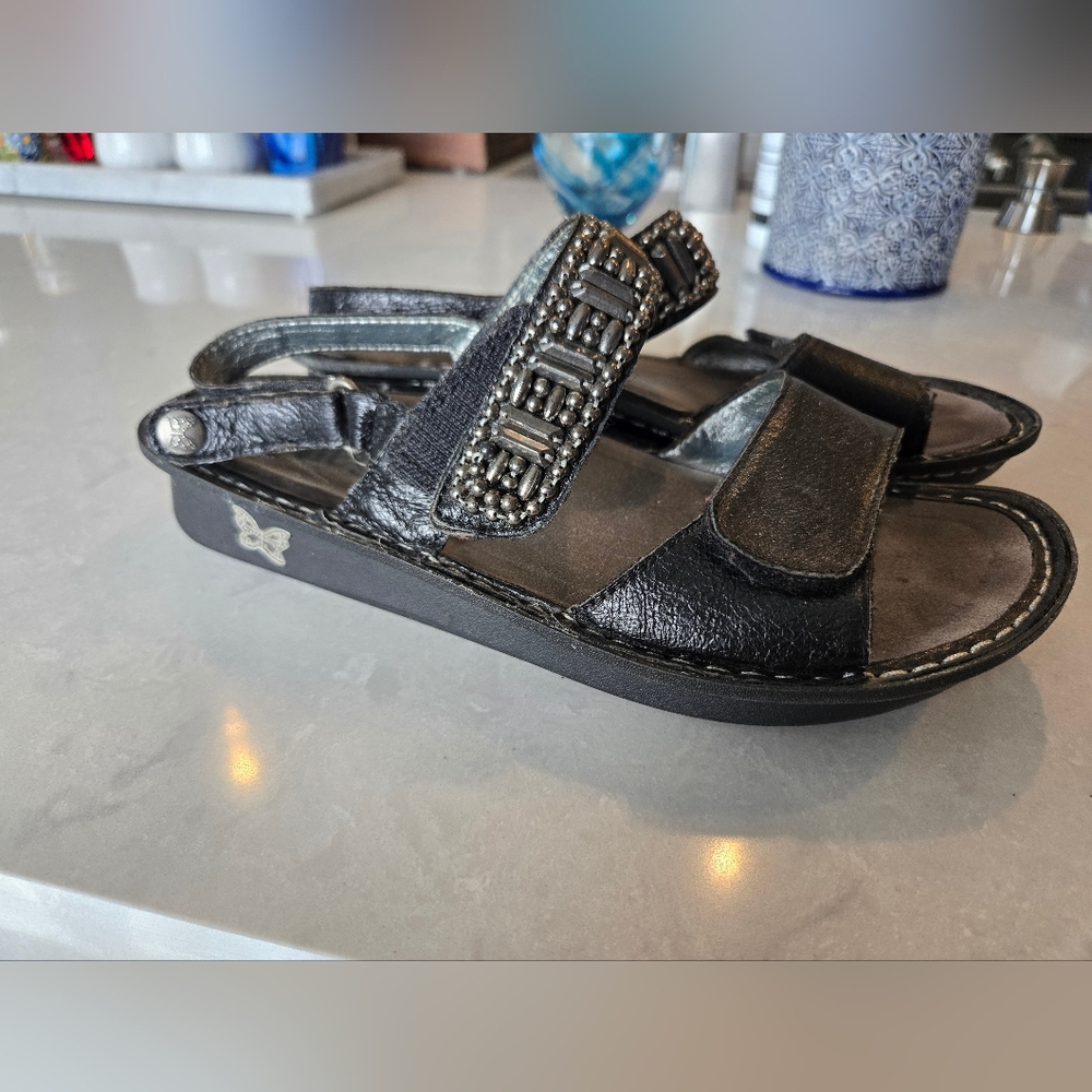 Alegria Size 36 (US 6-61/2) Black Beaded Sandals